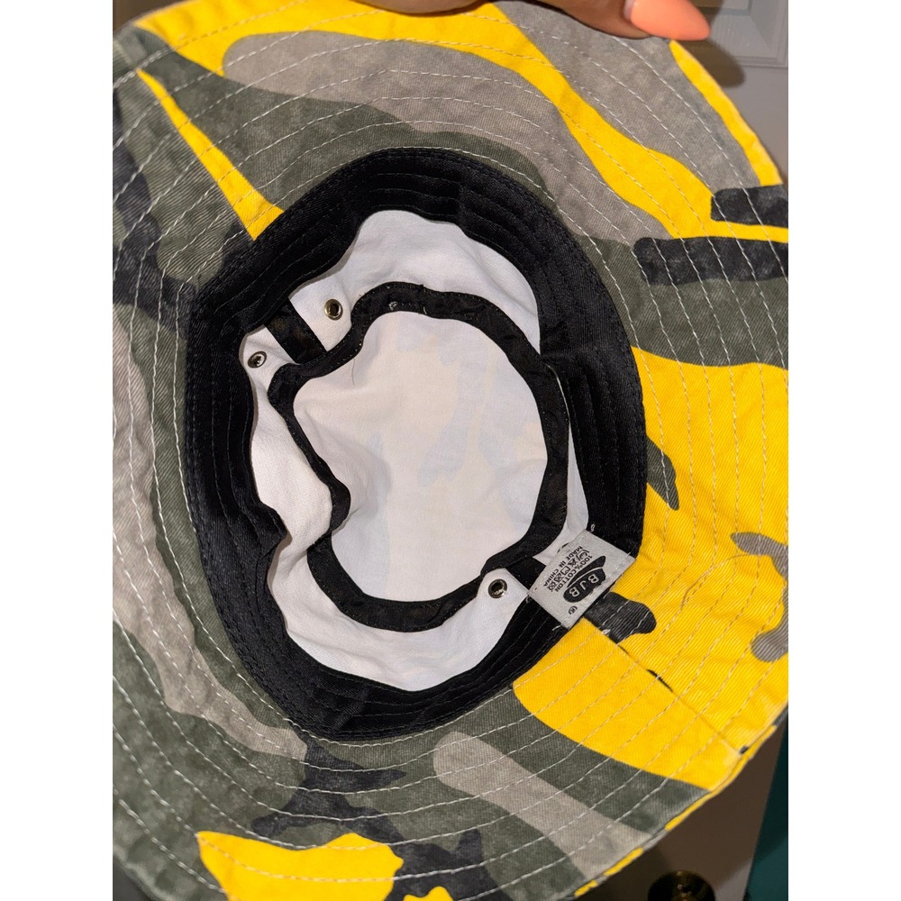 BJB Yellow Camo Bucket Hat Cotton Streetwear Sun Cap Camouflage Grey Green - Picture 3 of 6